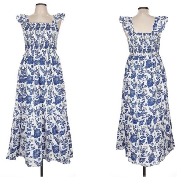 THML - 100% cotton Penelope blue &white floral sleeveless sundress - Picture 6 of 15